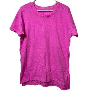 Anthropologie PILCRO Women’s Bright Pink Cotton Split Hem Tunic T Shirt Small